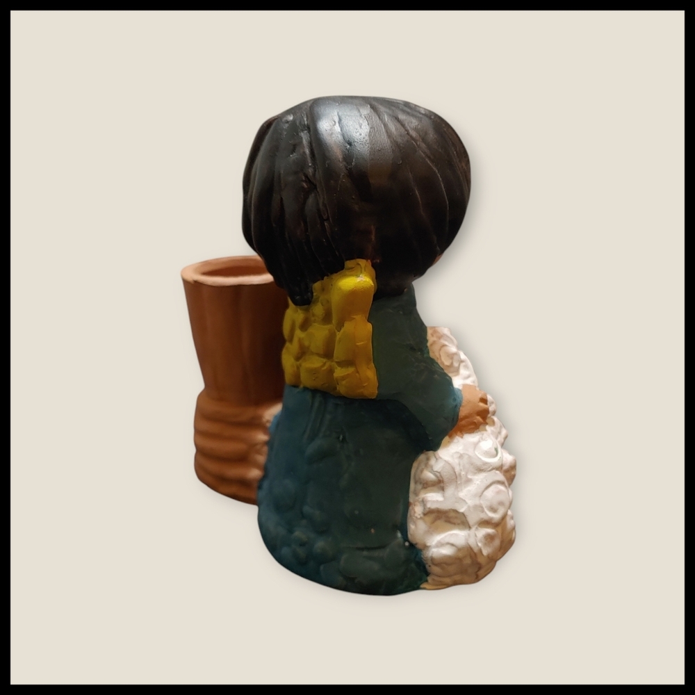 Clay Angel with Lamb and Taper Holder - Picture 5 of 6